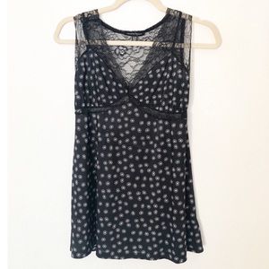 Nanette Lepore Sexy Black/White Lace Trim Tank XL